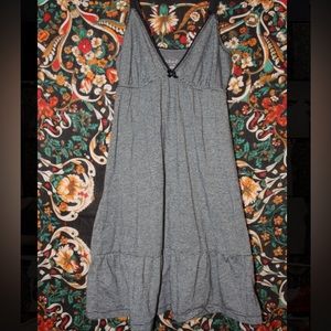 grey & black striped dress w/ lace and bow accents & adjustable straps, size xs